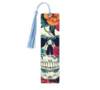 Lot de 5 marque-pages ornementaux en forme de tête de mort pour femme, fournitures d'étude en bois