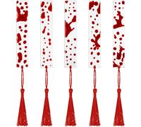 Lot de 5 marque-pages sur le thème d'Halloween avec éclaboussures de sang - Marque-page - Marqueur de page - Fait à la main - Cadeau idéal pour les amis, les enfants, les étudiants, les enseignants