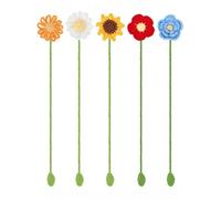 Lot de 5 marque-pages tricotés en forme de fleur - Marque-page - Jolis marque-pages pour les amateurs de livres - Marqueurs de page tricotés pour lire des fleurs au crochet