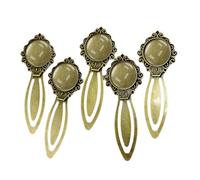 Lot de 5 marque-pages vintage avec pierre transparente en métal pour enseignant, amateur de livres, marque-pages avec cristaux