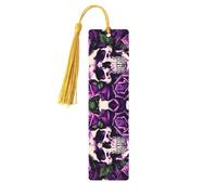 Lot de 5 marque-pages violets en forme de tête de mort pour femme, fournitures d'étude en bois