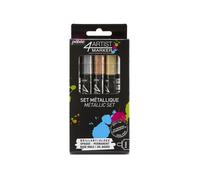 Lot de 5 marqueurs à peinture à l'huile Pebeo 4Artist Marker, métallisés, x 4 mm