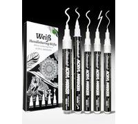 Lot de 5 marqueurs acryliques blancs couvrants pour bois, verre, tissu, pierre, etc. Séchage rapide, imperméables, résistants à la lumière, idéaux pour les loisirs créatifs, l'écriture à la main, le