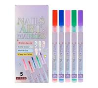 Lot de 5 marqueurs de couleur pour ongles en gel, stylos, stylos ongles 3D, pointillage pour outils dessin et peinture Faux Autocollants Rouge Brillant (Multicolour, One Size)