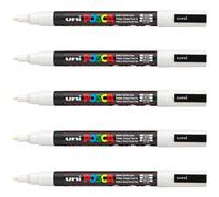 Lot De 5 Marqueurs Posca Pc-3m Blanc Pointe Fine Conique