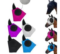 Lot de 5 masques anti-mouches pour chevaux avec oreilles - Confortables - Taille complète - Lycra respirant et élastique - Protection contre les UV et les insectes - Grand format avec filet