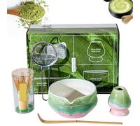 Lot de 5 matcha, balai, bol et set rose avec bec verseur, fouet, cuillère, chasen, passoire, thé pour cérémonie du thé et cadeau