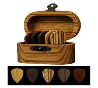 Lot de 5 médiators en bois dans une boîte délicate, 5 médiators de guitare en bois naturel, triangulaires pour guitare acoustique folk, boîte de rangement en bois massif, cadeaux pour guitariste,