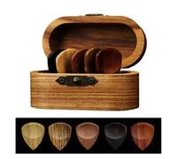 Lot de 5 médiators en bois dans une boîte délicate, 5 médiators en bois naturel, triangulaires pour guitare acoustique folk, médiators en bois massif avec présentoir, cadeaux pour guitariste,