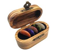 Lot de 5 médiators épais en résine et bois - Boîte de rangement colorée pour musiciens