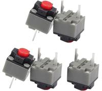 Lot de 5 micro-interrupteurs carrés silencieux 6 x 6 x 7,3 mm 10 millions de souris (gris, noir, rouge)