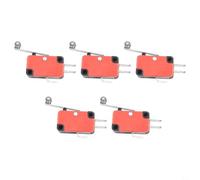 Lot de 5 micro-interrupteurs V-156-1C25 avec rouleau à levier long | Disjoncteur SPDT 250 V 15 A pour contrôles industriels et machines de surveillance des chemins