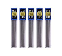 Lot de 5 mines de rechange automatiques pour porte-mines 0,3 mm, 0,5 mm, 0,7 mm, 0,9 mm, recharges de crayon HB pour accessoires de papeterie (0,3 mm)