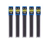 Lot de 5 mines de rechange pour porte-mines 0,3 mm, 0,5 mm, 0,7 mm, 0,9 mm, mine fine de rechange pour crayons de papeterie, art, croquis, HB (0,5 mm)