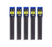 Lot de 5 mines de rechange pour porte-mines 0,3 mm, 0,5 mm, 0,7 mm, 0,9 mm, mine fine de rechange pour crayons de papeterie, art, croquis, HB (0,9 mm)