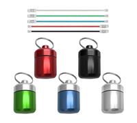 Lot de 5 mini boîtes à pilules rondes - 5 boucles suspendues - Boîte de rangement pour médicaments - Porte-clés pour les voyages, les voyages d'affaires (5 couleurs)