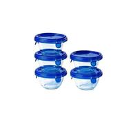 Lot de 5 mini bols - PYREX - Cook & Go - Verre - Rond - Couvercle étanche - 0,2 L