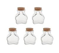 Lot de 5 mini bouteilles en verre avec bouchon en liège - Décoration de mariage et cadeau créatif - Bocaux en verre transparent pour bouteilles à message et plus encore - Fleur de prunier