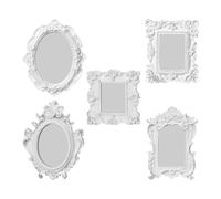Lot de 5 mini cadres photo décoratifs en résine rustique avec support arrière pour la maison, la décoration de fête (blanc)