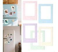 Lot de 5 mini cadres photo magnétiques avec détails en paille creuse, conçus pour des photos de 7,6 cm à fixer facilement sur le réfrigérateur ou les surfaces métalliques (violet)