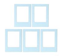 Lot de 5 mini cadres photo magnétiques avec paille creuse pour afficher et décorer des photos de 7,6 cm sur des surfaces métalliques (bleu)
