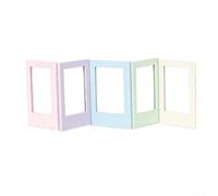 Lot de 5 mini cadres photo pour photos de 7,6 cm avec dos magnétique et design creux sur le devant, fabriqués en fibre de paille pour le montage sur des surfaces métalliques ou des armoires de cuisine