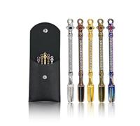 Lot de 5 mini cuillères à soupe - Petites cuillères décoratives avec strass, cuillères à mesurer multicolores et porte-clés dans une pochette en polyuréthane - Idée cadeau