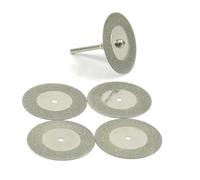 Lot de 5 mini disques à tronçonner diamantés avec mandrin - Lames diamantées abrasives de 16 à 60 mm pour Dremel et outils rotatifs (35 mm avec tige)