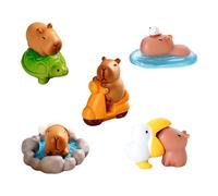 Lot de 5 mini figurines d'animaux en résine, Capybara et petits animaux, pour jardin féérique, maison de poupée, décoration d'aquarium