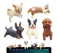 Lot de 5 mini figurines de chien pour écran d'ordinateur, décoration à double usage pour tableau de bord de voiture et écran PC, pour les amoureux, les joueurs et les conducteurs dans les berlines
