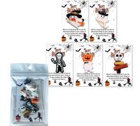 Lot de 5 mini figurines d'Halloween et citrouille en résine avec carte de poche, mini figurines, carte de vœux en vrac pour Halloween, fête, salle de lanc, 14 x 8 cm)