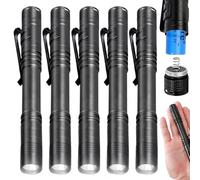 Lot de 5 mini lampes de poche LED étanches 200 lumens - Cadeau d'invité - Pour l'extérieur, le camping, la randonnée, la réparation, les urgences - 2 piles AAA (non incluses)