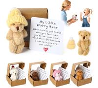 Lot de 5 mini ours en peluche, avec cartes inspirantes et boîte cadeau, obtenez un hug ourson dans une boîte, petits cadeaux pour femmes, collègues, enfants, Noël