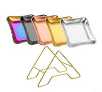 Lot de 5 mini plats à sauce en acier inoxydable avec support pour apéritif