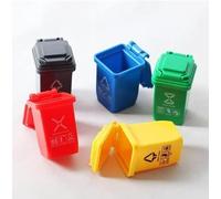 Lot de 5 mini poubelles colorées à l'échelle 1 : 12 - Mini poubelle décorative - Modèle miniature de tri - Accessoires de scène microscopique