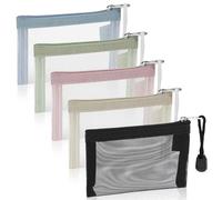 Lot de 5 mini sacs colorés en maille avec fermeture éclair pour produits de toilette quotidiens, fournitures de bureau et accessoires de voyage