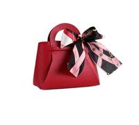 Lot de 5 mini sacs en cuir for invités mariage, avec ruban, for emballage bonbons, décoration fête Pour InvitéS - Mariage, BaptêMe(Red)
