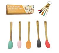 Lot de 5 mini spatules en silicone avec manche en bambou pour mélanger la cuisine et la pâtisserie