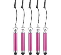 Lot de 5 mini stylets métalliques rétractables en alliage d'aluminium pour tous les appareils à écran tactile, rose rouge
