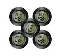 Lot de 5 mini thermomètre environnement intérieur numérique, hygromètre numérique, moniteur de température et d'humidité pour maison, crèche, incubateur de guitare reptiles serre de voiture, noir