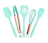 Lot de 5 mini ustensiles de cuisine en silicone - Résistants à la chaleur - Avec porte-ustensiles - Antiadhésifs - Passe au lave-vaisselle