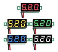 Lot de 5 mini voltmètres numériques de 0,28" - Plage de mesure CC 2,4 V-30 V - Testeur de tension à deux fils - Protection contre l'inversion de polarité et mesure précise de la pression (rouge, jaune
