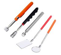 Lot de 5 miroirs d'inspection télescopiques ronds et carrés à LED pour vis et écrous, tiges de micro magnétiques, cadeau d'anniversaire pour homme et papa