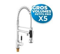 lot de 5 mitigeurs d'évier à bras pivotant, 2 jets, chromé (BSD284-GVP5)