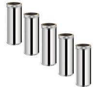 Lot de 5 MonMobilierDesign TDPI500 Conduit double paroi isolé polycombustible longueur 50 cm Inox Ø100 Inox G