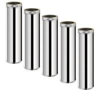 Lot de 5 MonMobilierDesign TDPS1000 Conduit double paroi isolé pour poêle à bois longueur 100 cm Ø125 Inox G
