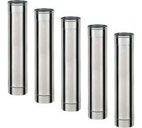 Lot de 5 MonMobilierDesign TI1000 Conduit simple paroi pour bois fioul longueur 100 cm Ø125 Inox G