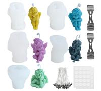 Lot de 5 Moule à Bougie en Silicone, Moules pour Bougies en Silicone, Moule Bougie Silicone, Moules à Bougie en Silicone, Moule en Silicone pour Bougie Avec de Mèche, Moules en Silicone pour DIY