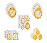 Lot de 5 Moule en Silicone pour Resine, modèle en forme de Baroque, Moules Vintage 3D pour Décoration de Gâteaux, Décoration de Cupcakes, Chocolat, Bonbons, Argile Polymère