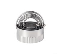 Lot de 5 moules à biscuits cannelés en acier inoxydable - Moules de cuisson à bord ondulé pour gâteaux - Outils de cuisine résistants à la rouille - Argent 4,4 à 8,2 cm (2)